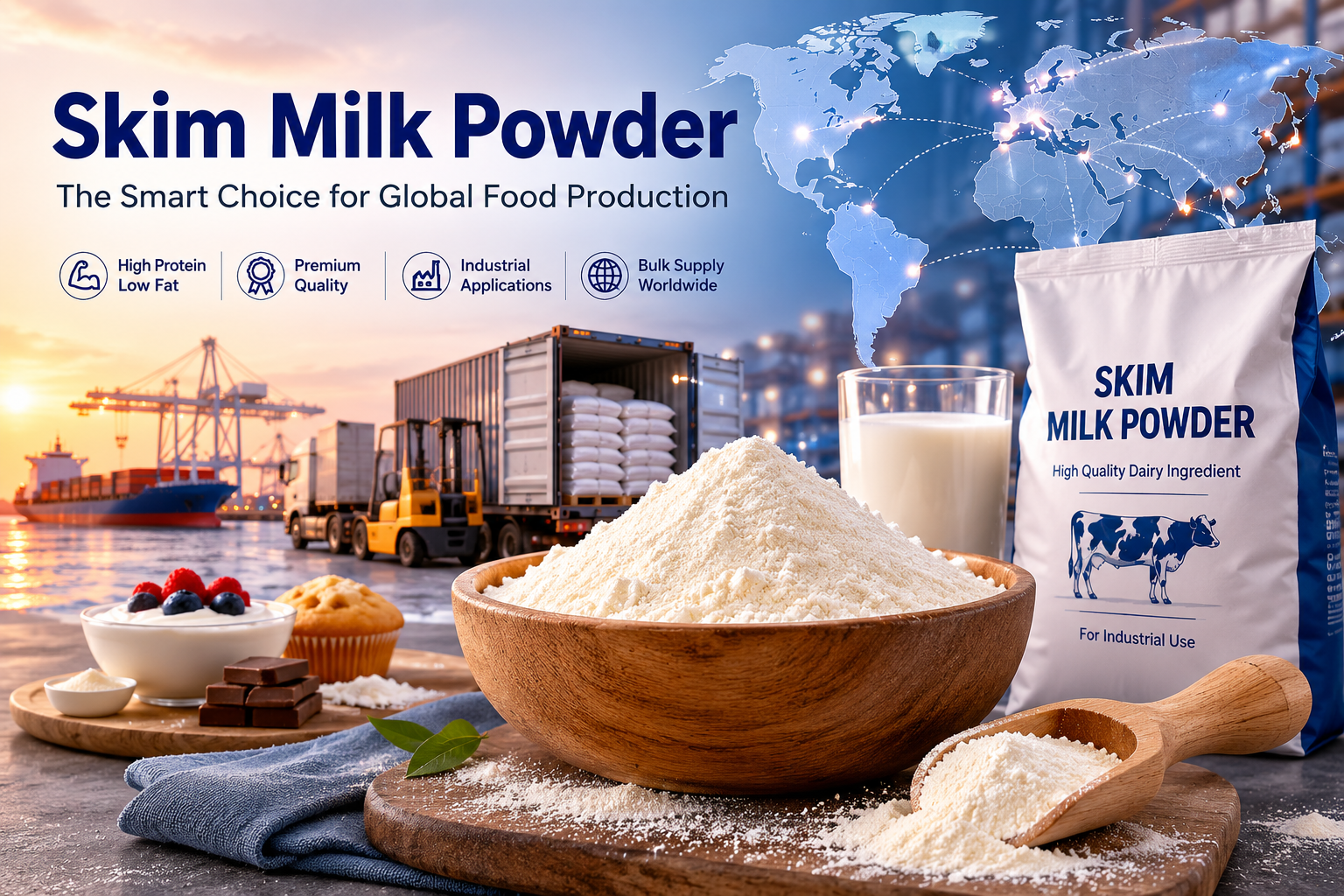 Skim Milk Powder for global food production and B2B bulk supply