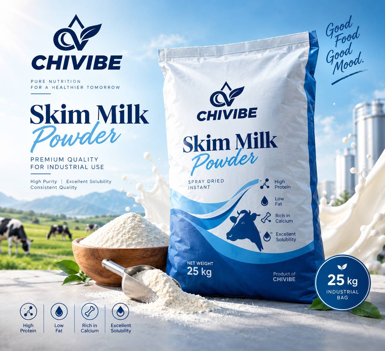 Skim Milk Powder Supplier for Industrial Food Manufacturing | Chivibe